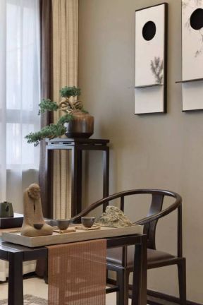 新中式风格140㎡三居家庭茶室设计效果图片