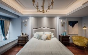 现代美式风格136㎡四居卧室床头柜设计图片