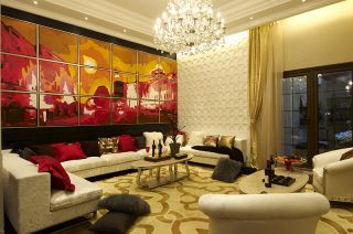 东南亚风格室内客厅水晶灯装潢装修图片大全