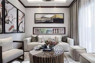 东南亚风格小户型客厅室内圆形茶几装修效果图 