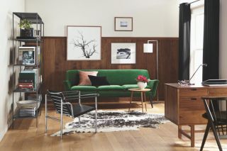 2023极简主义客厅墨绿色沙发设计效果图