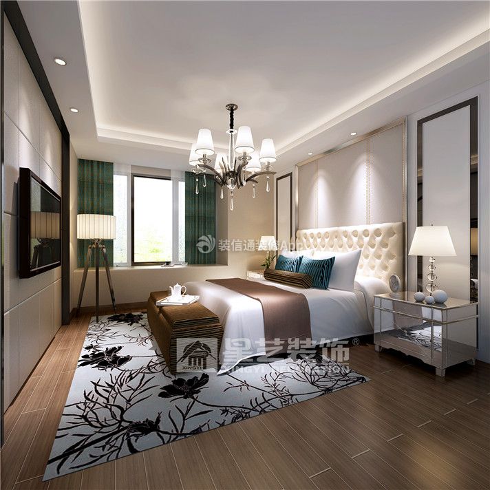 澎湖湾125平米三居室现代简约风格卧室装修效果图