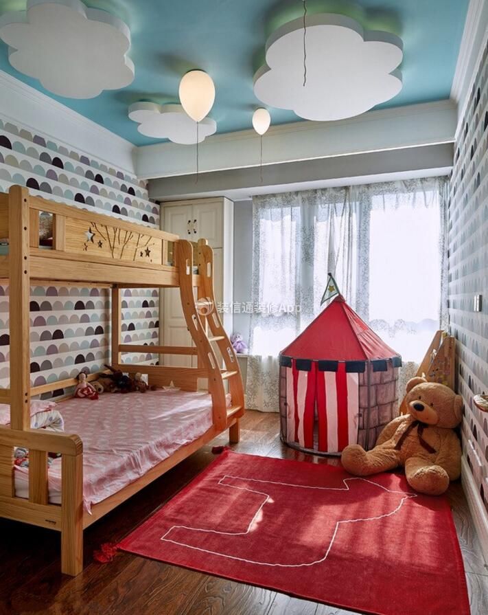 简单儿童房室内创意吊顶造型设计效果图