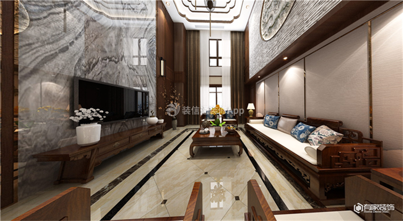 中式风格别墅客厅装修 2020新中式风格别墅客厅装修效果图 