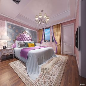 龙旺康桥丹堤420平别墅欧式风格少女风卧室图片