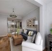 简约美式风格102㎡三居客厅沙发墙设计效果图