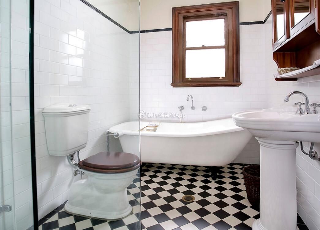 家用时尚卫生间黑白地砖装修设计实景图