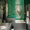 家用时尚卫生间绿色背景墙装修图欣赏