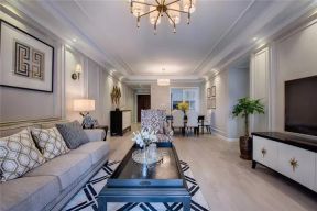 136平米现代美式风格三居住宅客厅茶几设计图片