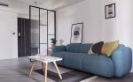 99平米家居客厅蓝色布艺沙发设计图片