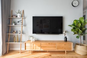  2020实木电视柜设计图片大全 客厅实木电视柜效果图