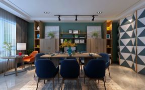 133平米混搭三居新房餐厅餐桌椅装饰效果图