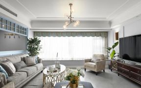 2023现代美式风格93平二居客厅吊灯设计图片