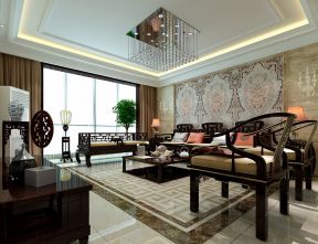 经典中式风格客厅地板装饰设计模型图