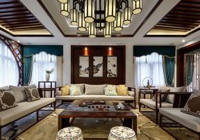 经典中式风格客厅沙发装饰设计效果图