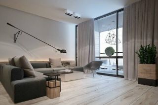 小户型现代风格客厅灯具沙发茶几设计装潢效果图