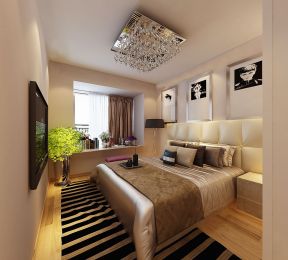 现代简约风格家庭卧室条纹地毯装饰效果图