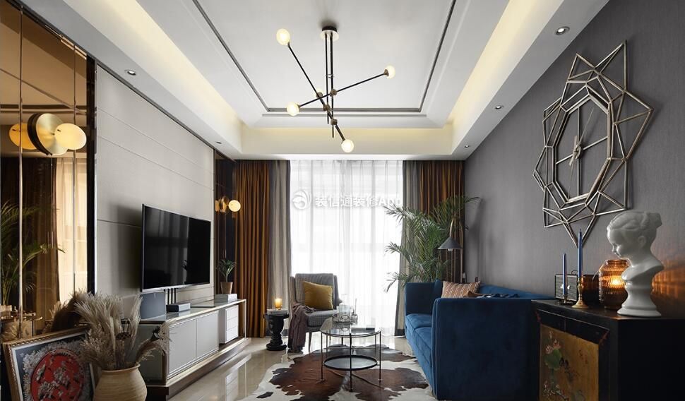100平方米现代风格房子客厅创意灯具设计图