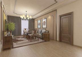 124平米新中式风格设计室内客厅茶几沙发背景墙效果图
