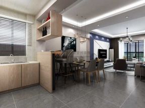 2020客厅厨房饭厅一体装修效果图 室内地板砖设计效果图