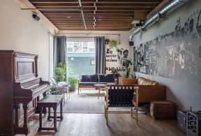 2020混搭风格客厅设计实景图 家庭钢琴房装修效果图