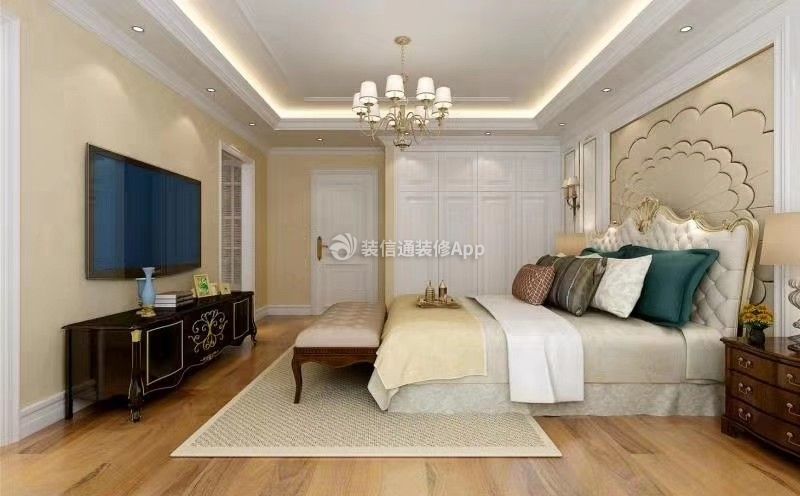 380平米欧式别墅卧室背景墙装修设计效果图