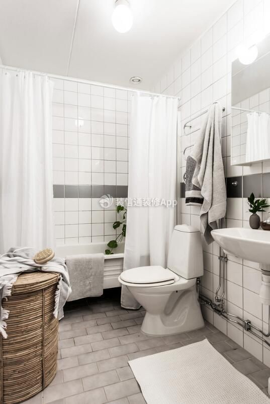 北欧风格小户型浴室浴帘隔断装修图片
