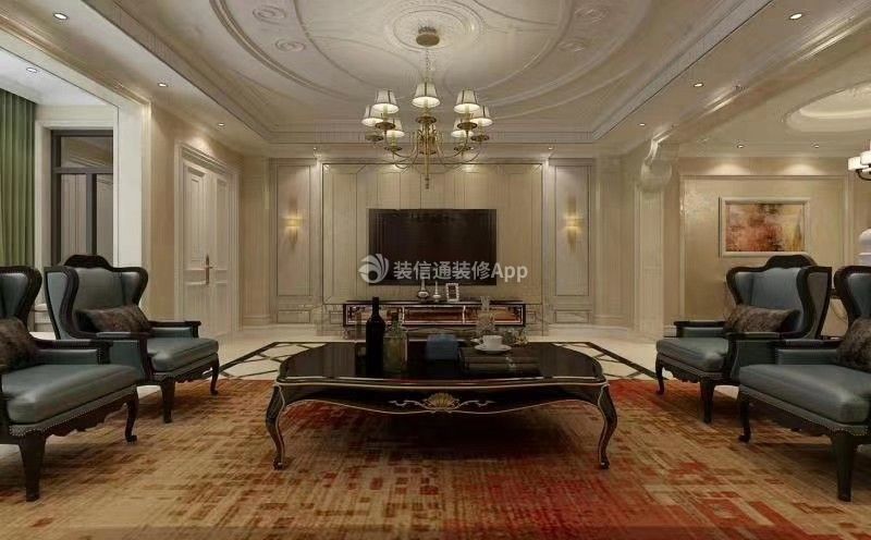 380平米欧式别墅客厅沙发装修设计效果图