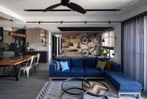  2020小户型客厅蓝色沙发搭配 转角沙发效果图