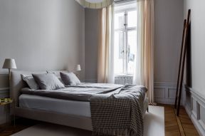 北欧风格卧室设计图片 2020卧室纯色窗帘效果图片