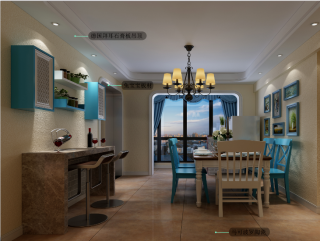 128平米地中海三居餐厅装修设计效果图欣赏