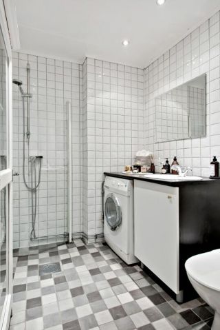 北欧风格小户型卫生间洗衣房一体装修
