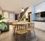 124平米小户型公寓现代风格餐厅餐椅吊灯设计效果图