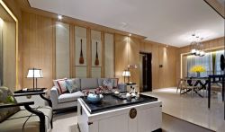 中式风格新房客厅白色茶几装修案例图欣赏