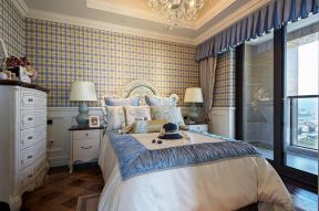  美式风格卧室墙纸 美式风格卧室装修 2020美式卧室阳台装修效果图