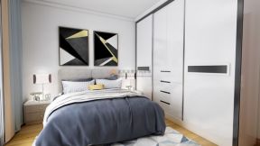 112平现代风格卧室白色衣柜推拉门装修设计图