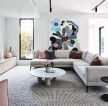 300平现代风格别墅客厅转角沙发摆放设计效果图