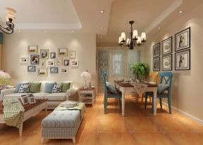 90平米欧式二居客厅沙发背景墙装修设计效果图