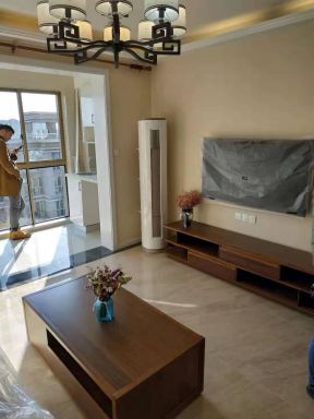中电熊猫汇智家园128平米中式三居客厅电视背景墙装修设计效果图