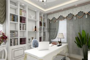 人和春天美式风格家庭书房窗帘设计效果图片