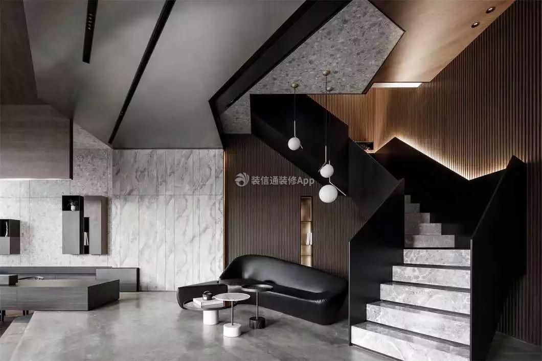 现代风格240平寓所旋转楼梯扶手设计图片