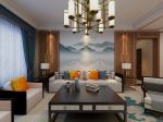 德杰国际160平米中式四居客厅沙发背景墙装修设计效果图