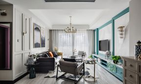 西景瑞140平法式风格家庭客厅沙发摆放设计图