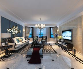 东岸国际240平米四居欧式客厅沙发装修设计效果图