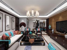 人才公寓190平米中式小户型客厅茶几装修设计效果图