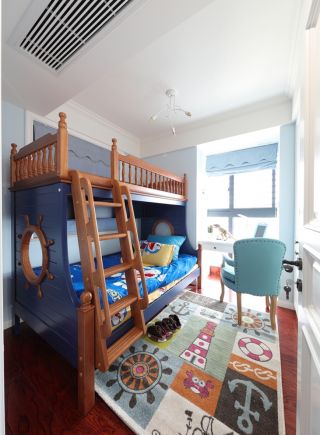 高尔夫鑫城简约美式儿童房高低床设计效果图