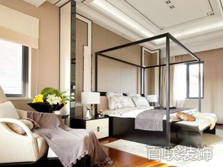 中式风格280平别墅卧室四柱床装修设计赏析