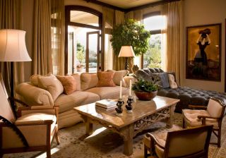 2023美式复古风格客厅沙发摆放设计图