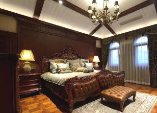 美式复古风格卧室床头台灯装修设计效果图 