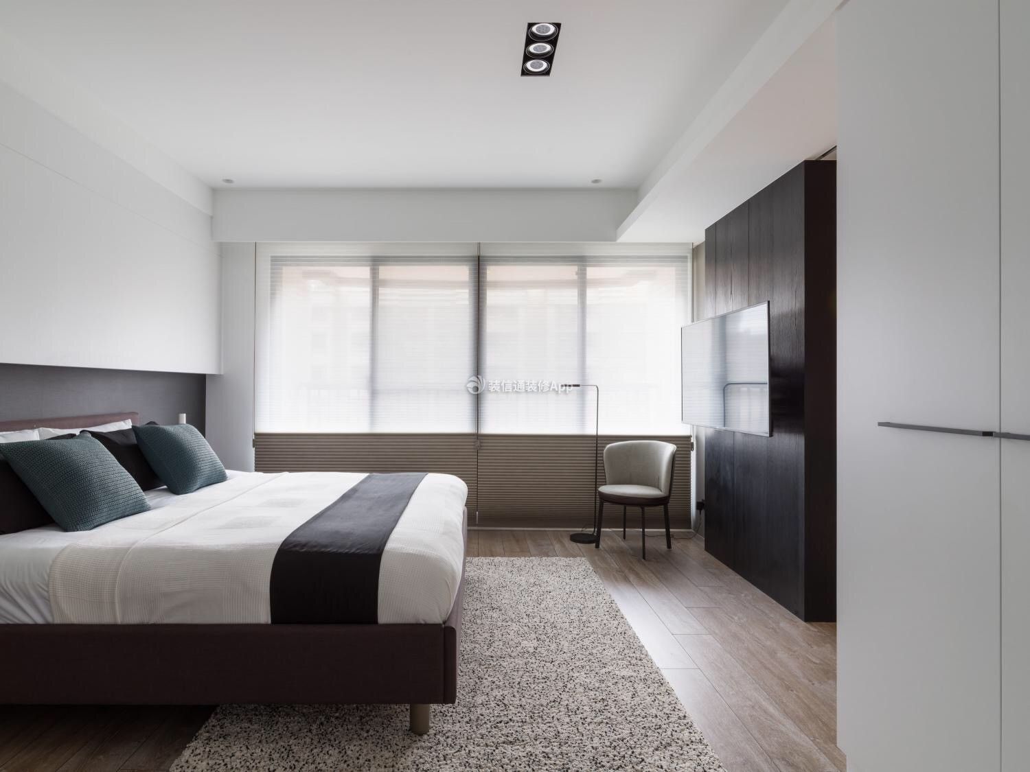 现代风格单身公寓卧室地毯设计图片